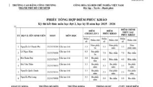 Kết quả phúc khảo kỳ thi kết thúc môn học đợt 2 – Học kỳ II